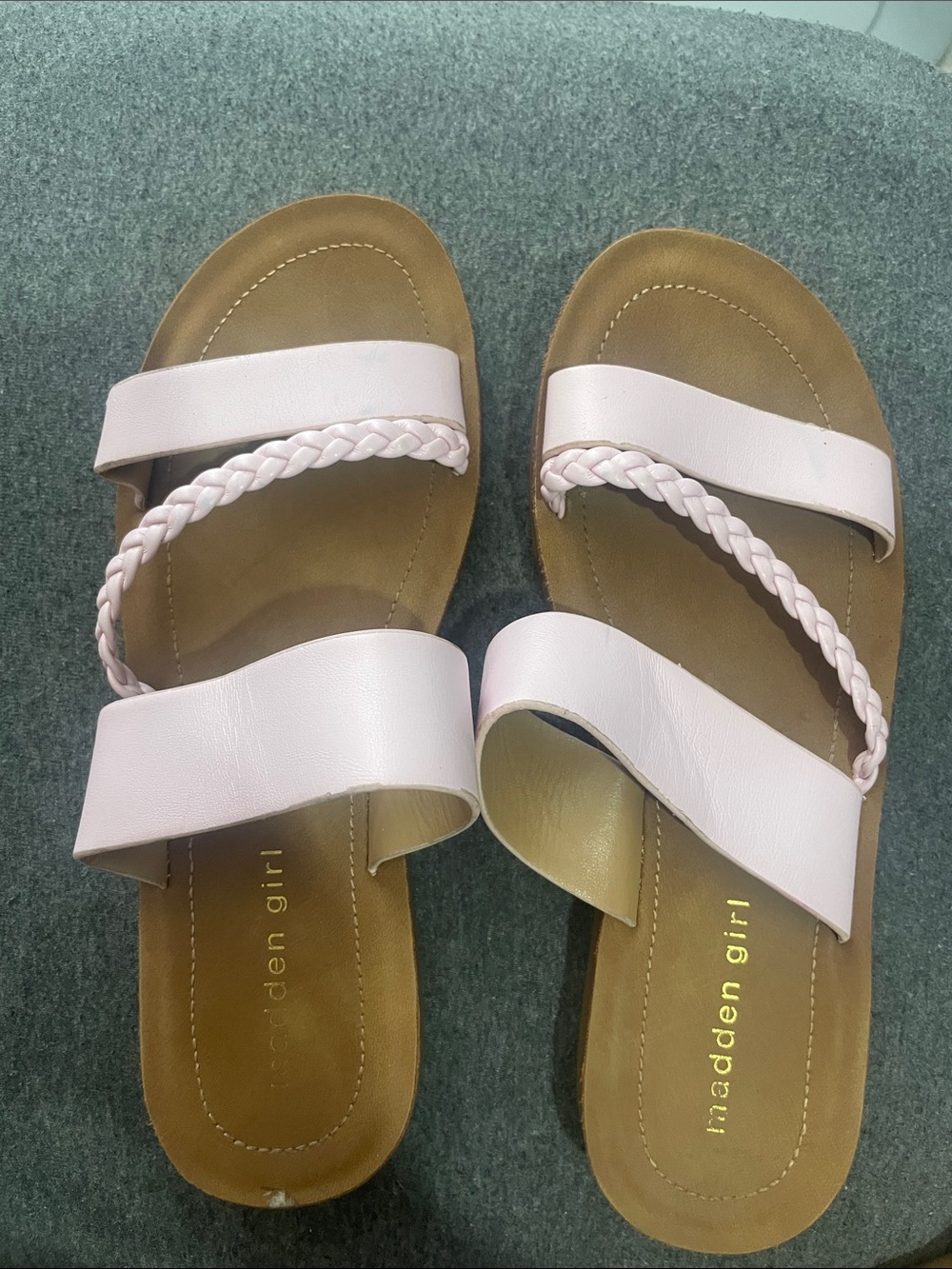 Madden Girl Light Pink Braided Strap Slide Sandals